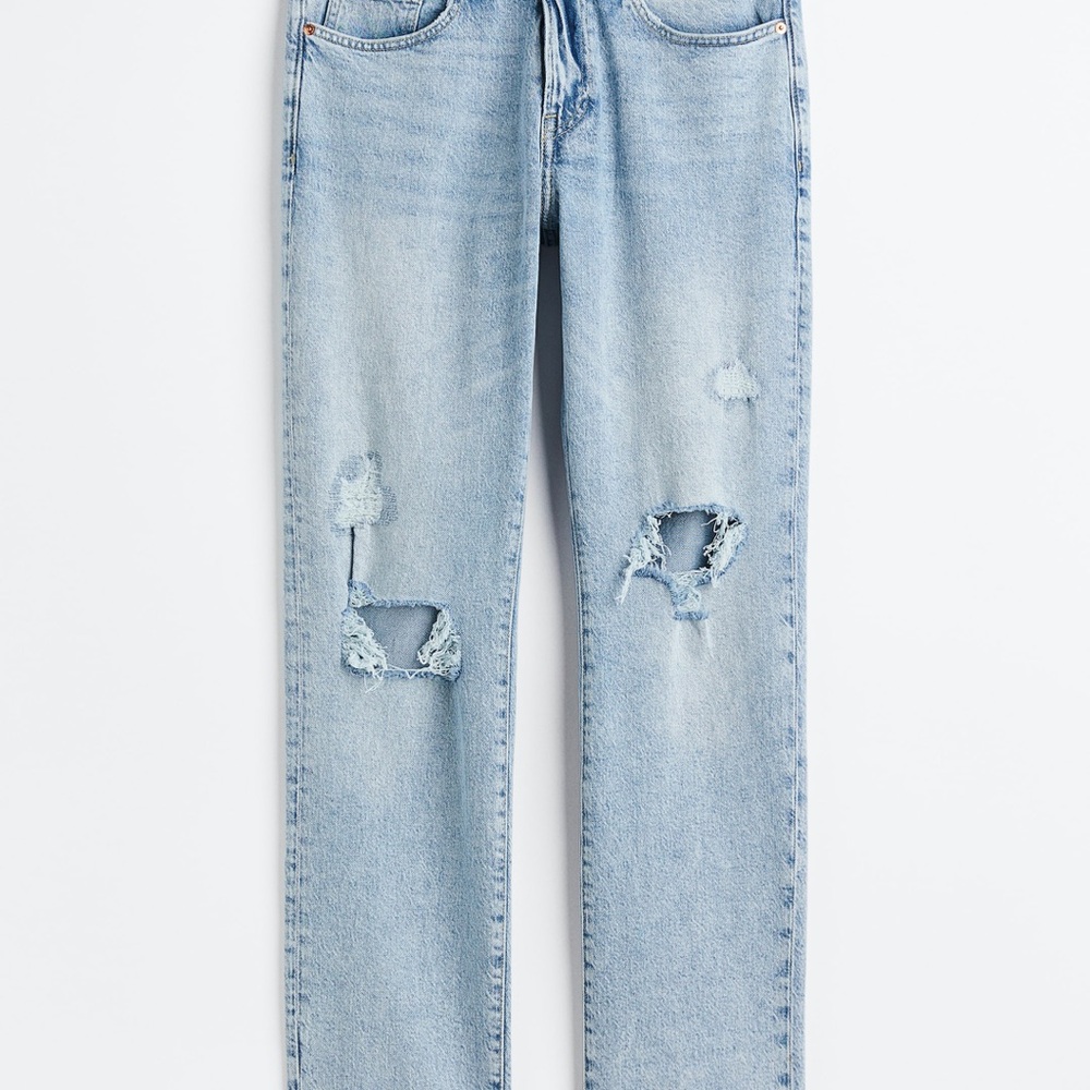 Sz 30/32 H&M men regular fit straight  stretched Distressed Light Blue Jeans
